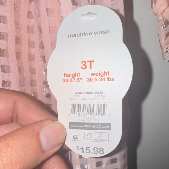 NWT Wonder Nation Girls 3T OrangeSequin Gingham Spring Dress Short Sleeve Ruffle - Picture 7 of 13